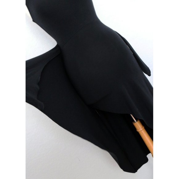 Aritzia Wilfred Saturn Midi Dress Black Square Neck Soft Stretchy Midi Wrap XS - Picture 11 of 12